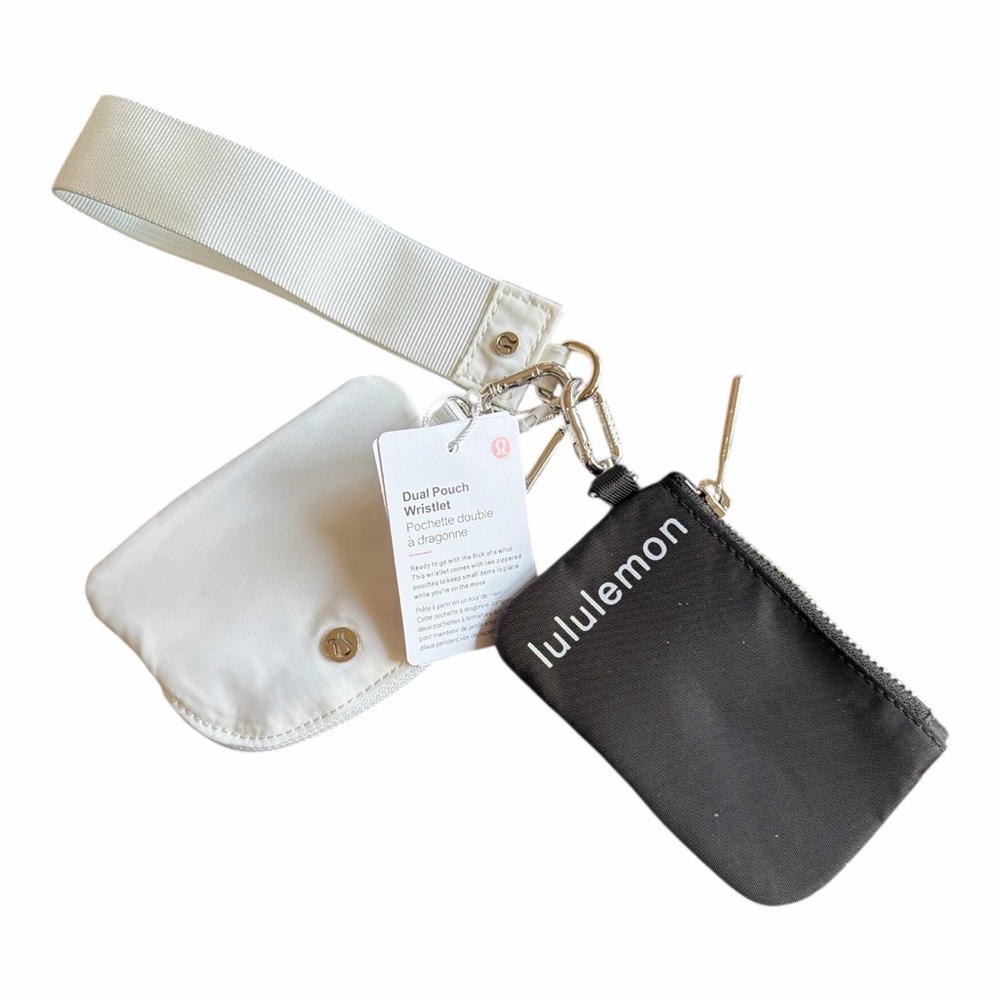 lululemon athletica White and Black Dual Pouch Wristlet